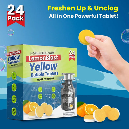 LemonBlast™ Yellow Bubble Tablets – Odor Eliminator + Blockage Remover