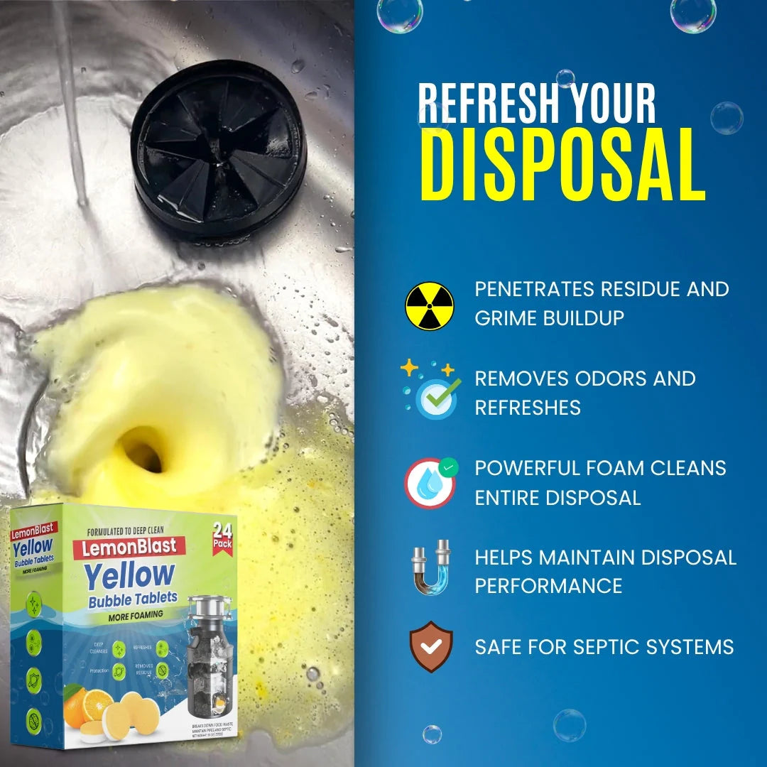 LemonBlast™ Yellow Bubble Tablets – Odor Eliminator + Blockage Remover