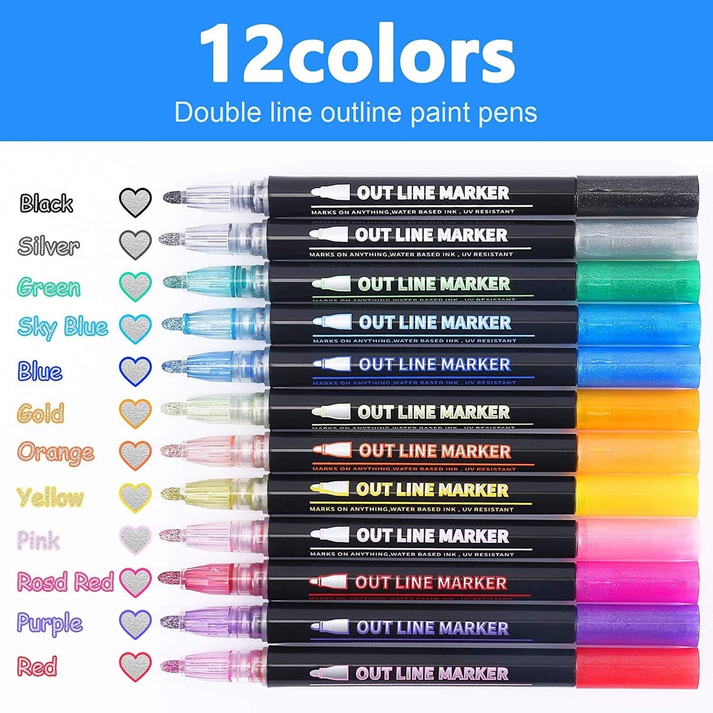 Outline Marker Set | 12 Color Set